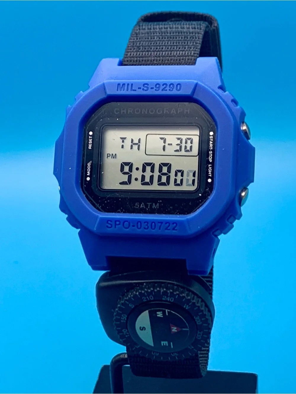 Men’s Digital Wristwatch Chrono Day Date Backlight Alarm Nylon Strap Working